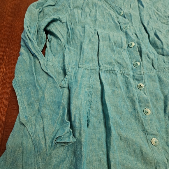 Flax Button Front 100% Linen Top Small - Picture 10 of 10